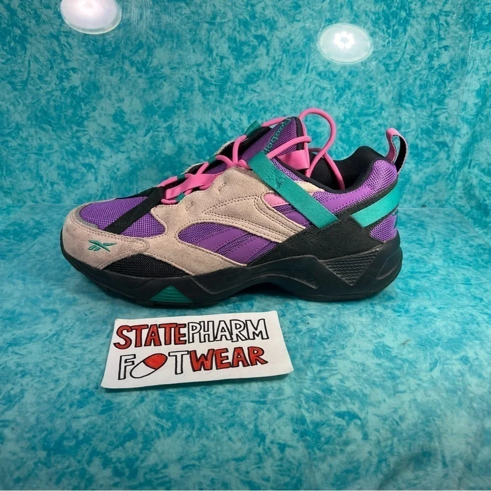 Reebok Aztrek 96 Adventure Beige Purple Men’s Low Top Retro Athletic Shoes Size